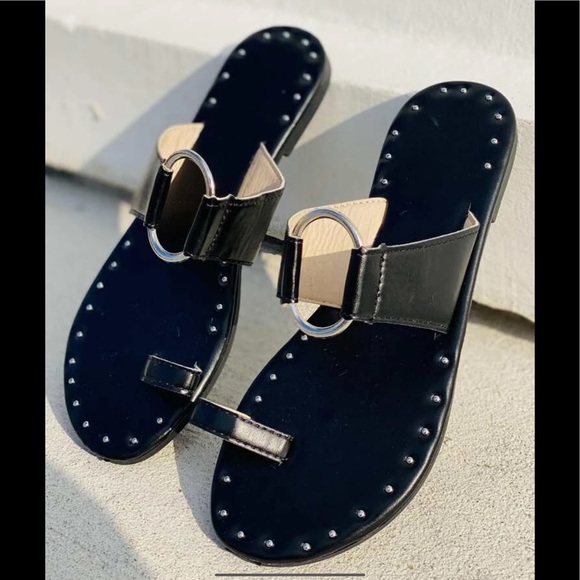 BLACK DECOR THONG SANDALS - Picture 5 of 5